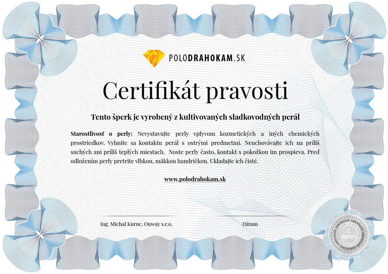 Certifikát pravosti sladkovodných perál